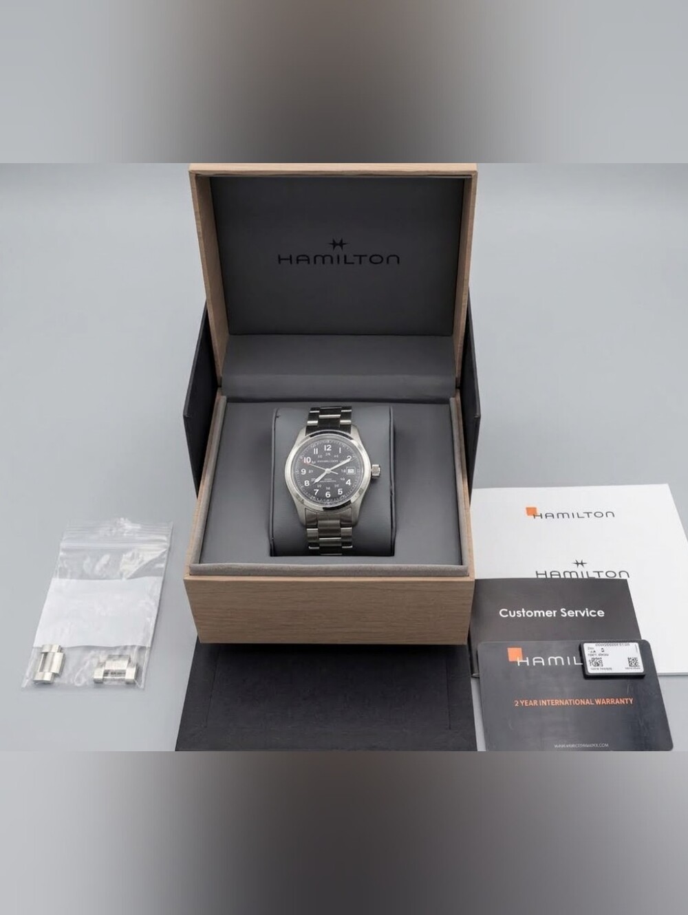 Hamilton Stainless Steel Watch with Black Dial and Bracelet